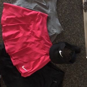 Lot Nike Dri-fit Tennis or golf Skorts & visor, XS